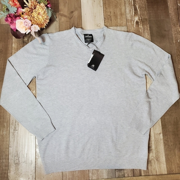 NWT X-Ray Jeans Men's Grey V-Neck Sweater Slim Fit Size XXL - Picture 10 of 16